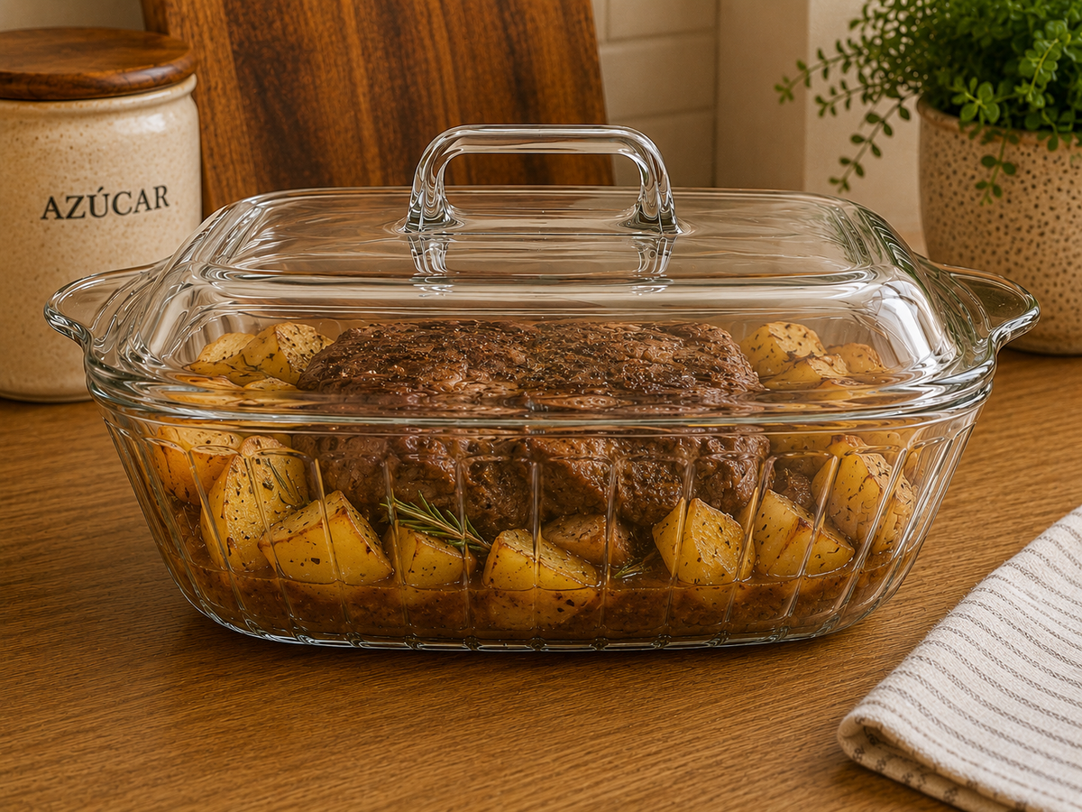Fuente de Vidrio con Tapa