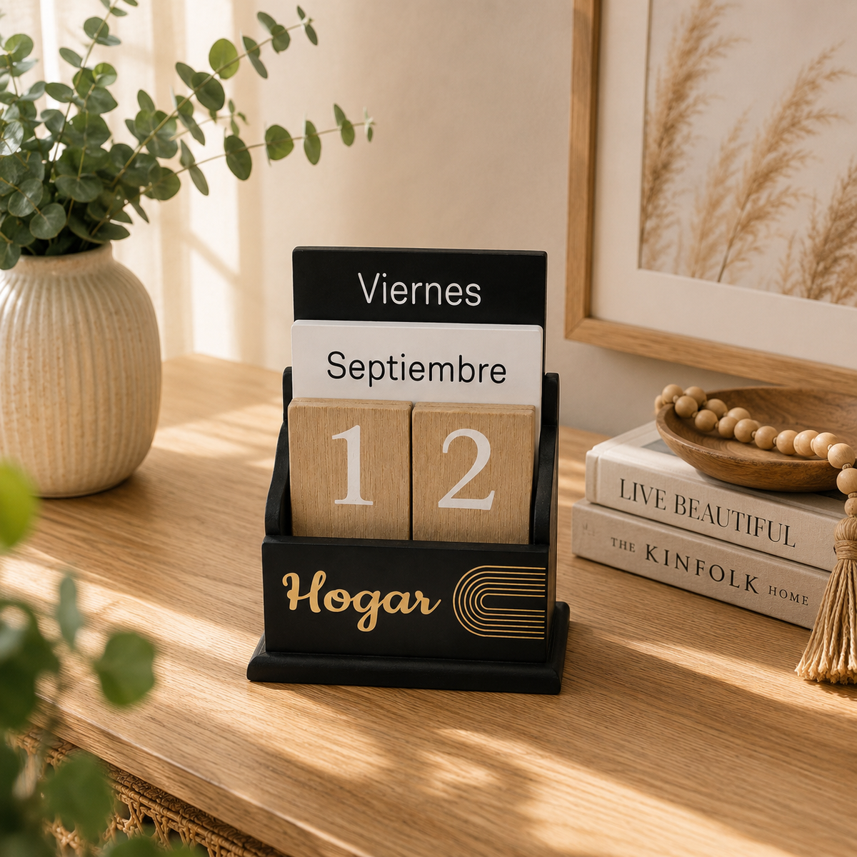 Calendario de Madera negro-blanco