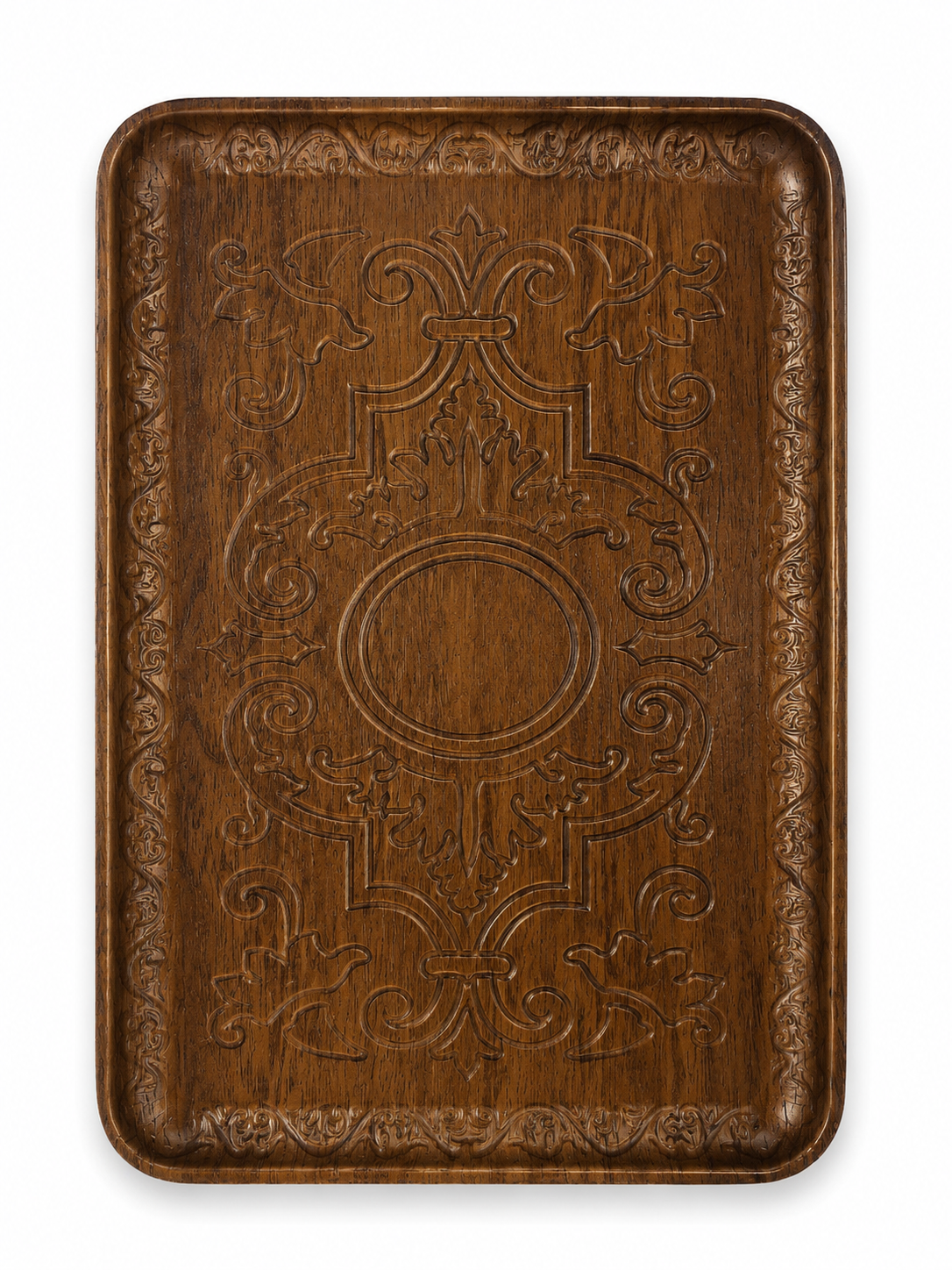 Bandeja Rectangular Tallada de Madera