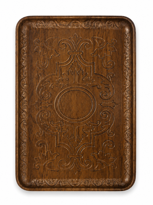 Bandeja Rectangular Tallada de Madera
