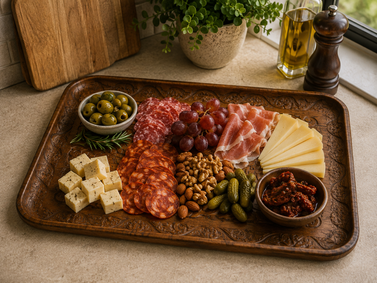 Bandeja Rectangular Tallada de Madera