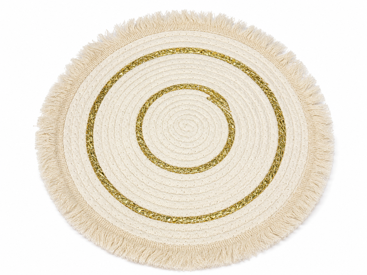 Individual Redondo Boho con Flecos