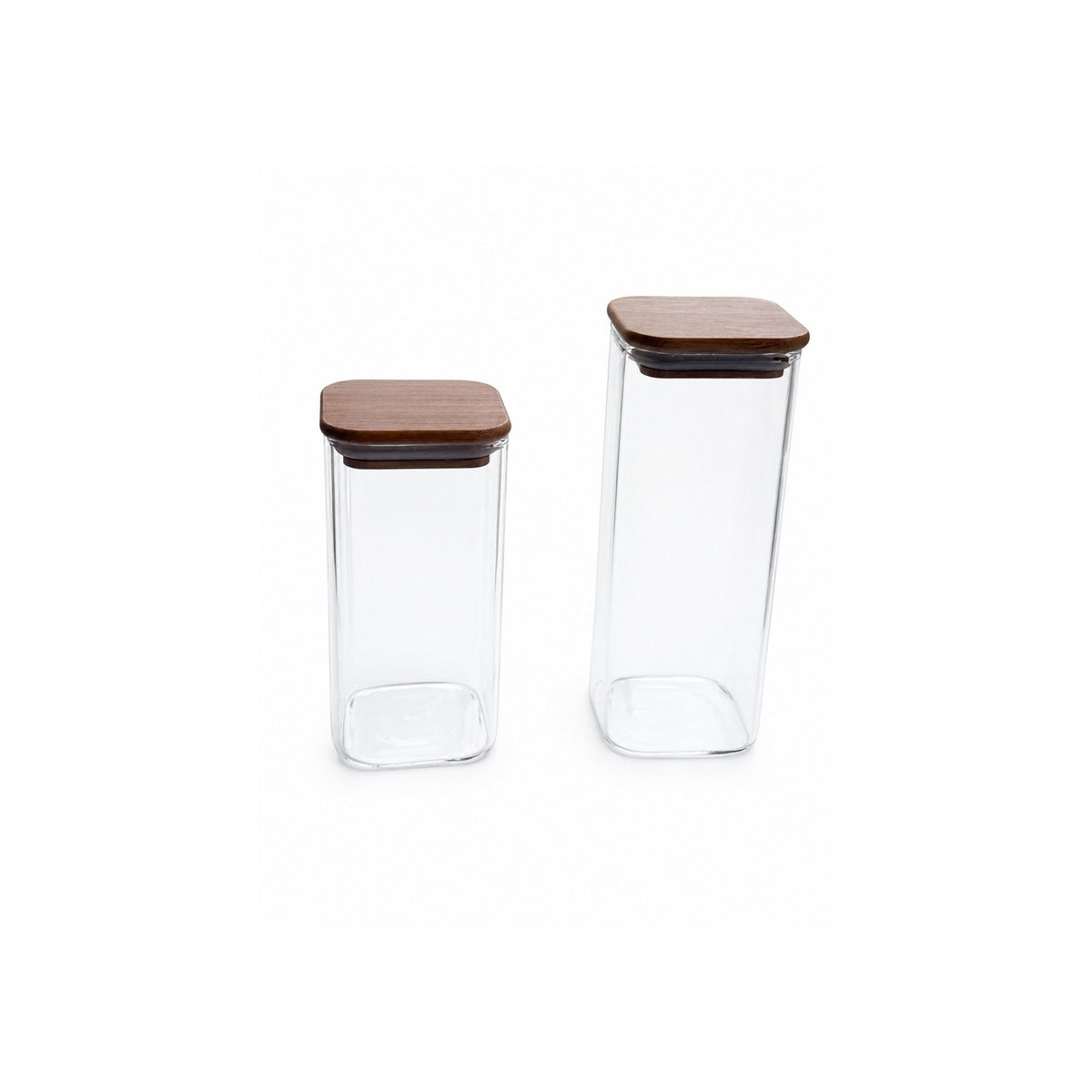 Set de frascos de vidrio con tapa de madera - 2 unidades