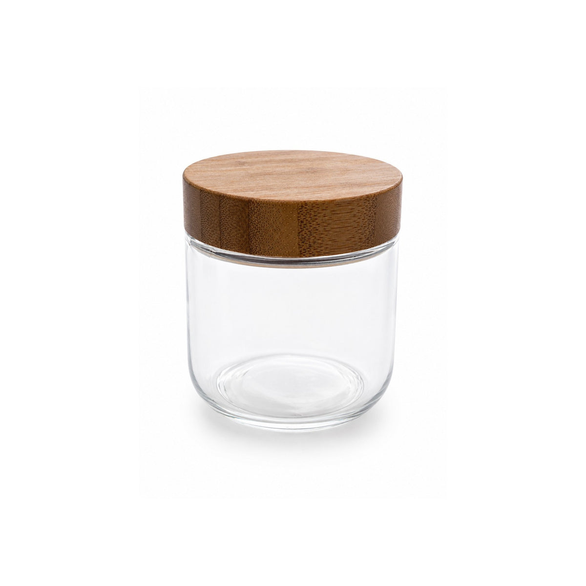 Frasco de vidrio con tapa de madera