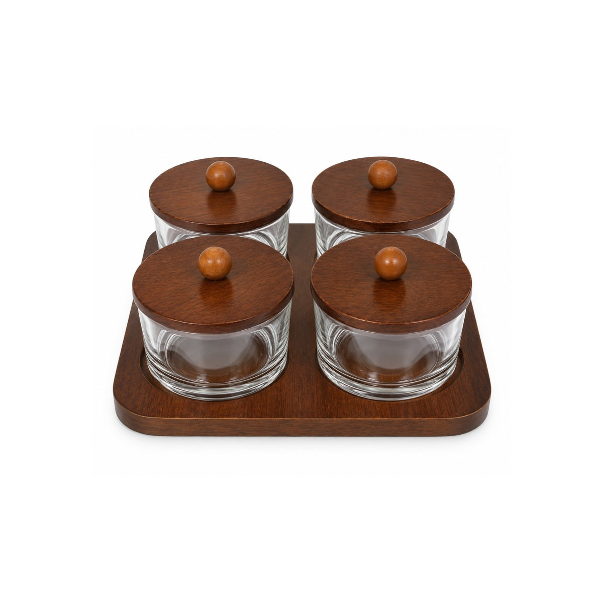Set de Frascos de Vidrio con Tapa de Madera