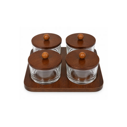 Set de Frascos de Vidrio con Tapa de Madera