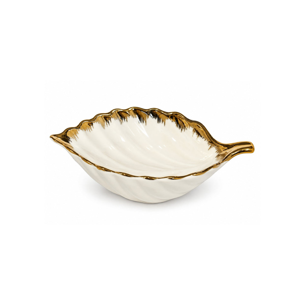 Salsera de Porcelana con Detalles Dorados