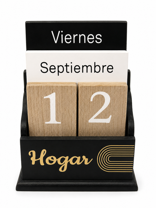 Calendario de Madera negro-blanco