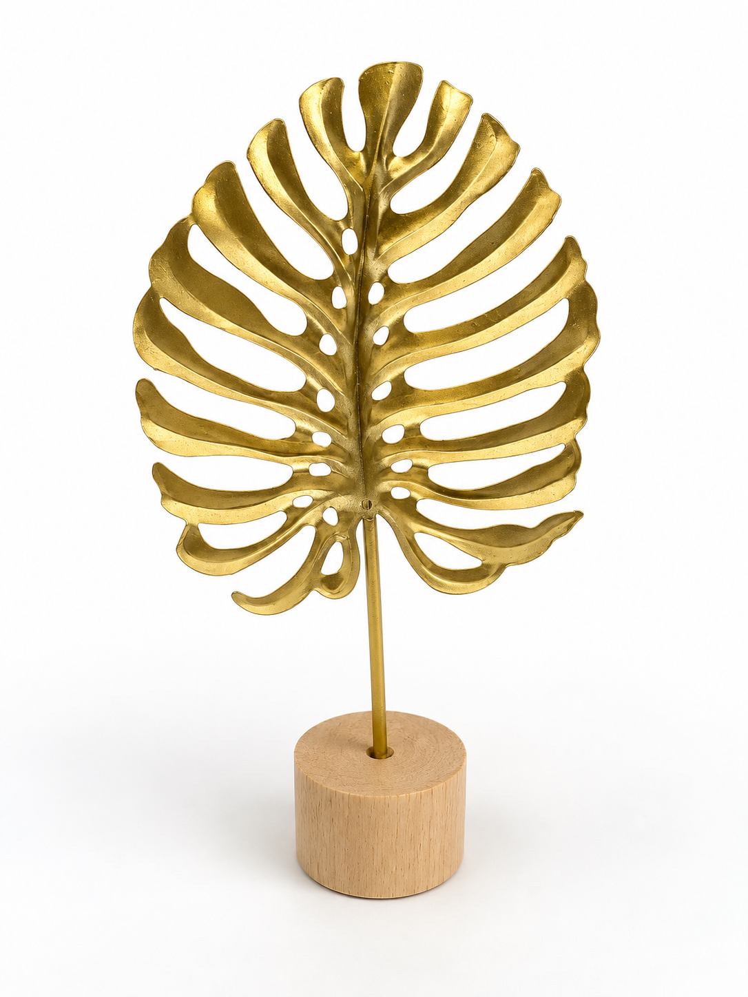 Decoración hoja dorada con base madera