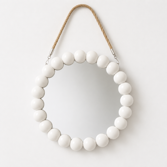 Espejo colgante borde blanco 24 cm
