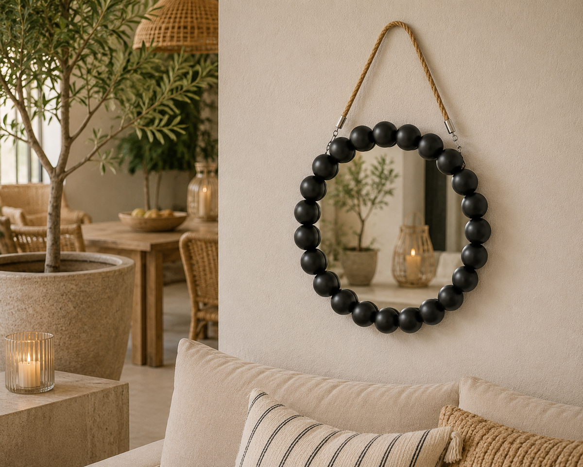 Espejo Decorativo Redondo Marco negro