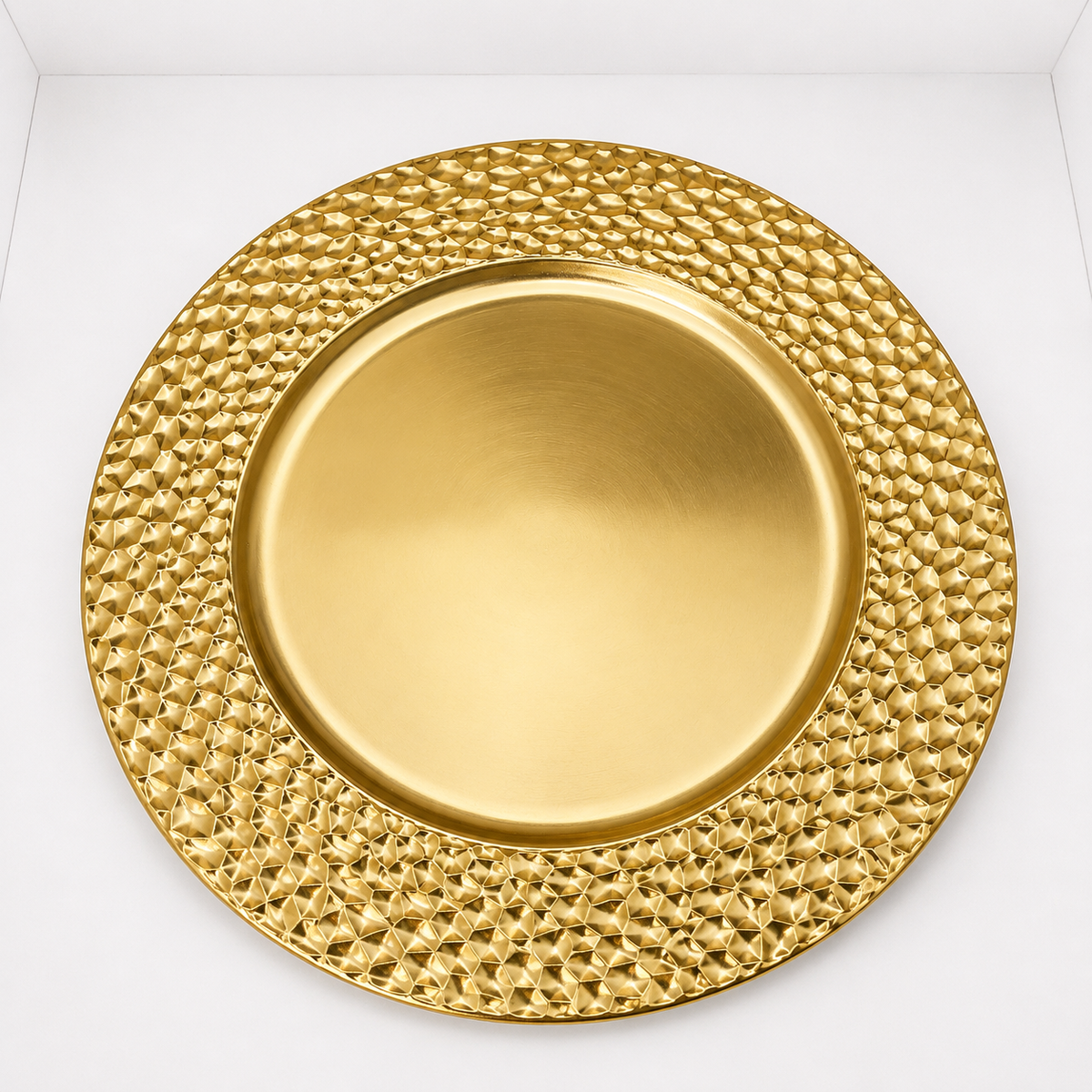 Plato decorativo redondo dorado plástico 33 cm