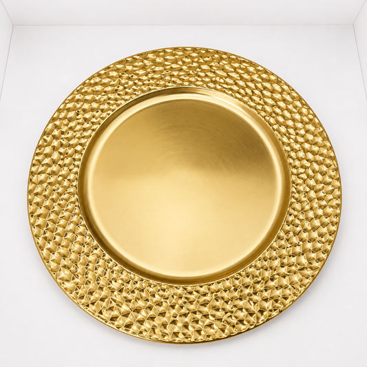 Plato decorativo redondo dorado plástico 33 cm