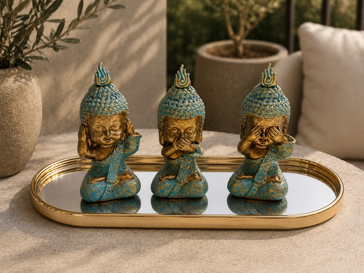 Set Buda Calipso vintage con dorado- 3 piezas