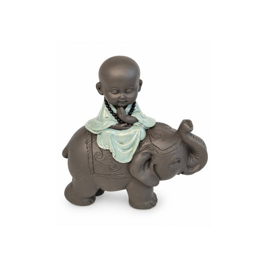 Figura Decorativa Elefante con monje budista