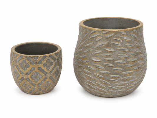 Set de Maceteros Decorativos Texturizados – 2 Piezas