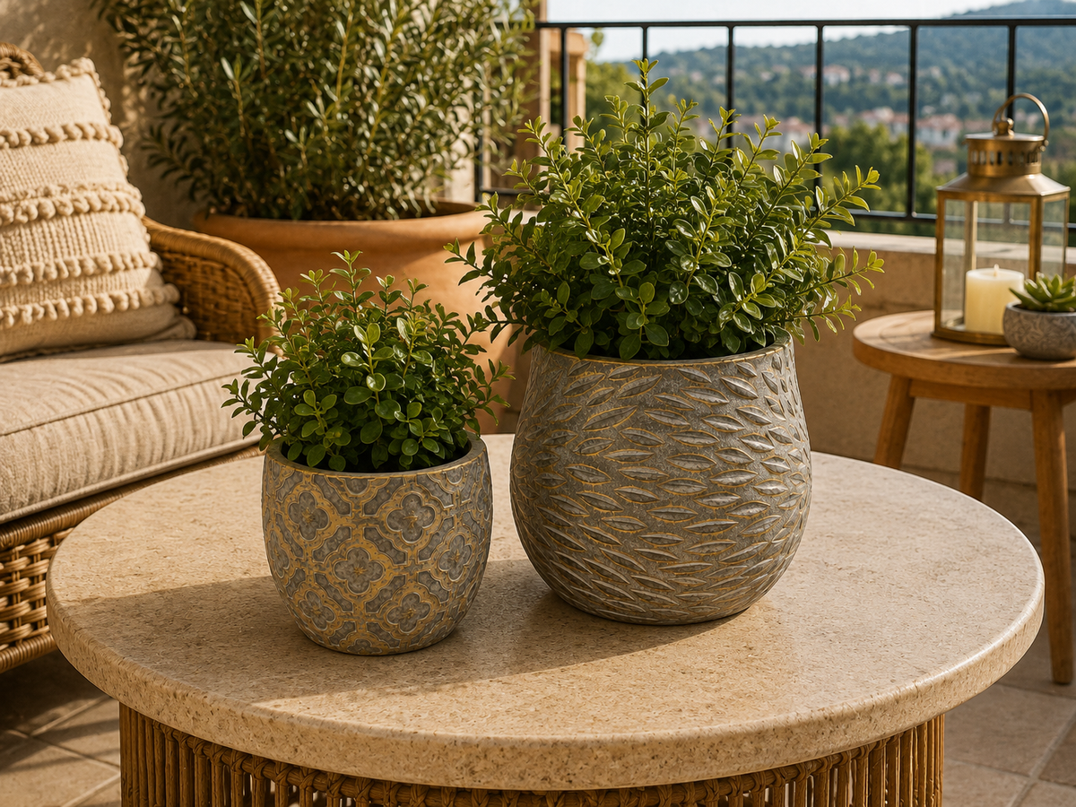 Set de Maceteros Decorativos Texturizados – 2 Piezas